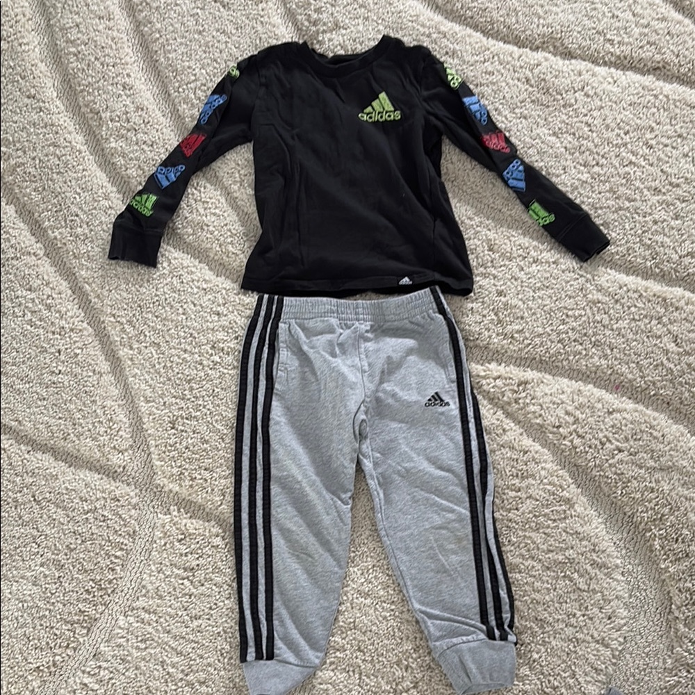 Adidas Kids Black and Gray Tracksuit